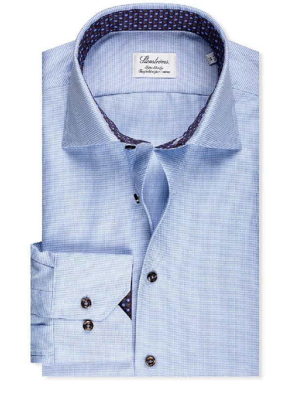 While Supplies Last Fitted Houndstooth Shirt Blue