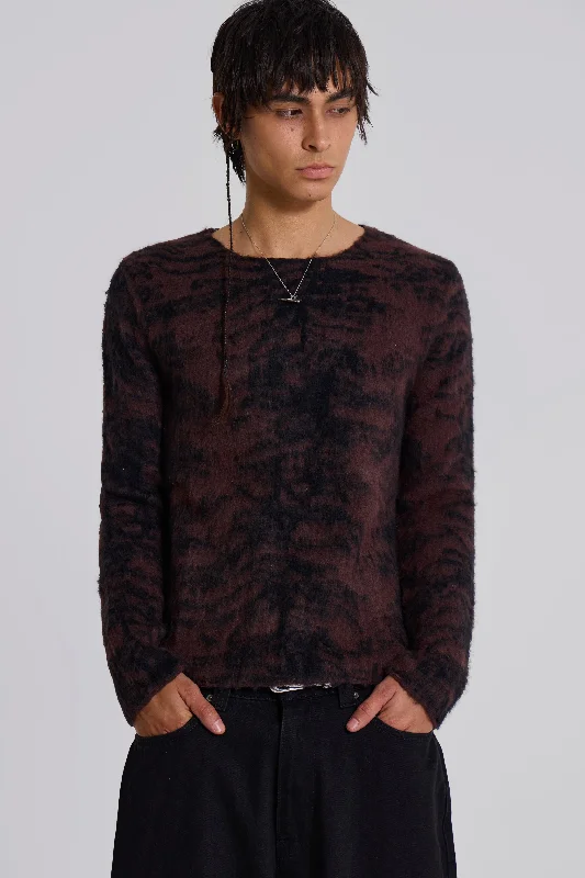 Discount Days Brown Tiger Brushed Knit Jumper