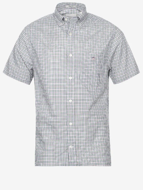 Time-Sensitive Regular Poplin Microcheck Short Sleeve Shirt Milky Matcha