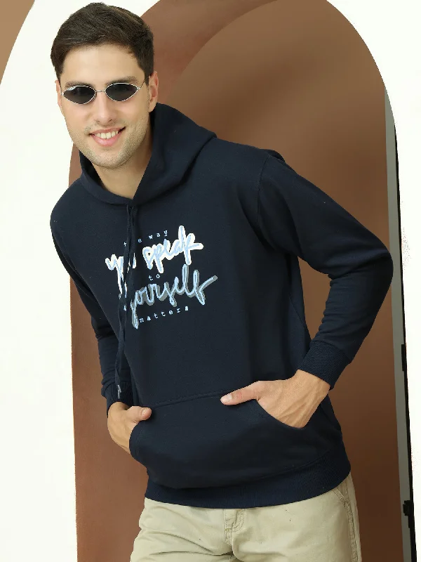 Price Drop VimaL Jonney Regular Fit Blue Printed Hoodie For Men