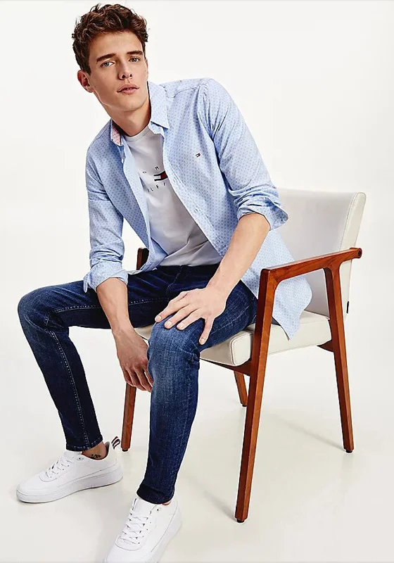 Year-End Sale Tommy Hilfiger Organic Square Print Shirt, Copenhagen Blue
