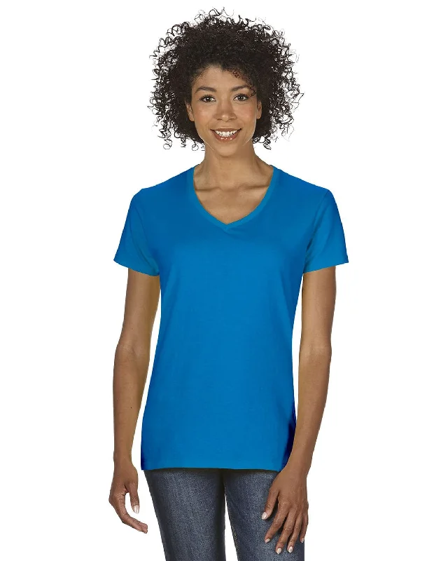 Now or Never Gildan Ladies Heavy Cotton 5.3 oz. V-Neck T-Shirt | Sapphire