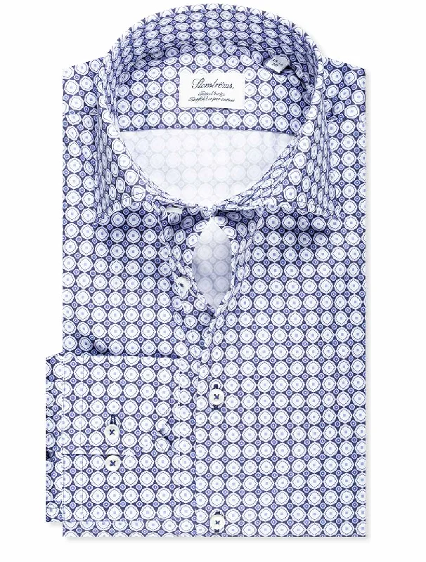 Lowest Price Fitted Circle Pattern Shirt Navy