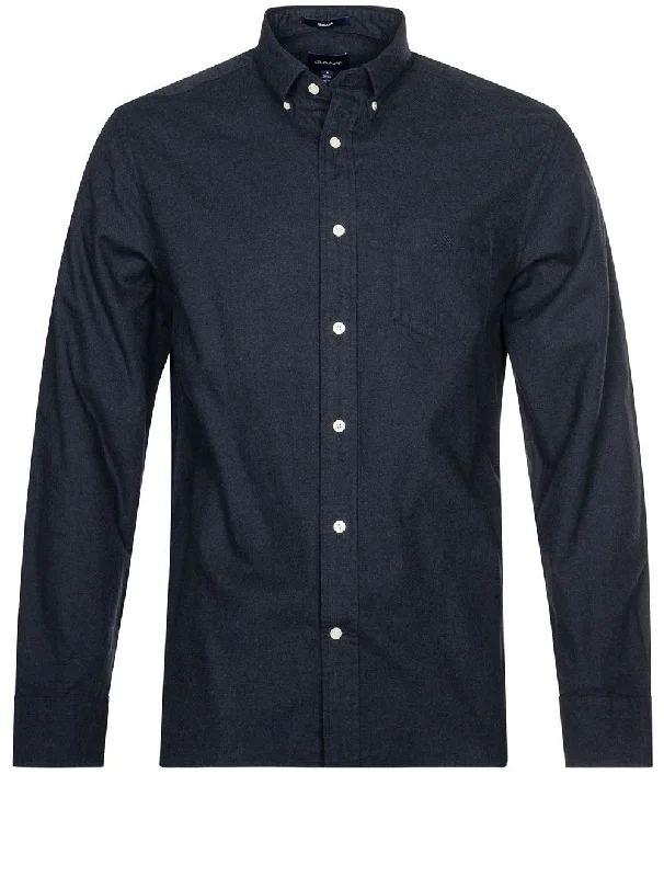 Super Bargain Regular Fit Flannel Melange Shirt Evening Blue