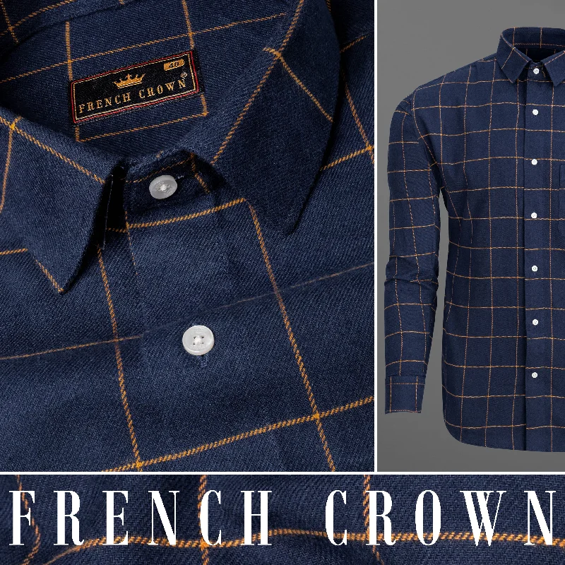 Fantastic Savings Ebony Clay Blue  Windowpane Heavyweight Flannel OverShirt/Shacket