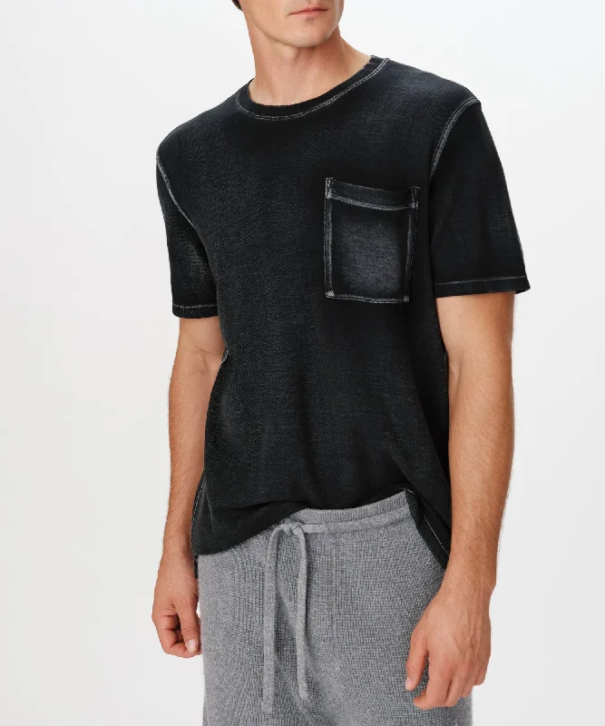Blowout Deals Pique with Wash Short Sleeve Tee - Black