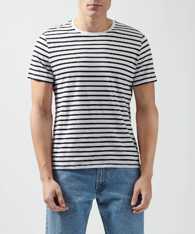 Year-End Sale Classic Jersey Crew Neck Tee - Black/ White Stripe