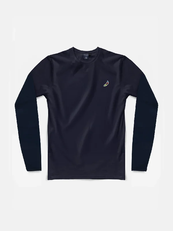 Overstock Clearance Food of Champions - Long Sleeve T-shirt - Dark Navy