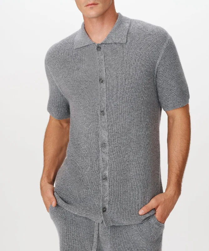Value Deals Merino Cotton Cashmere Blend Waffle Shirt - Heather Grey