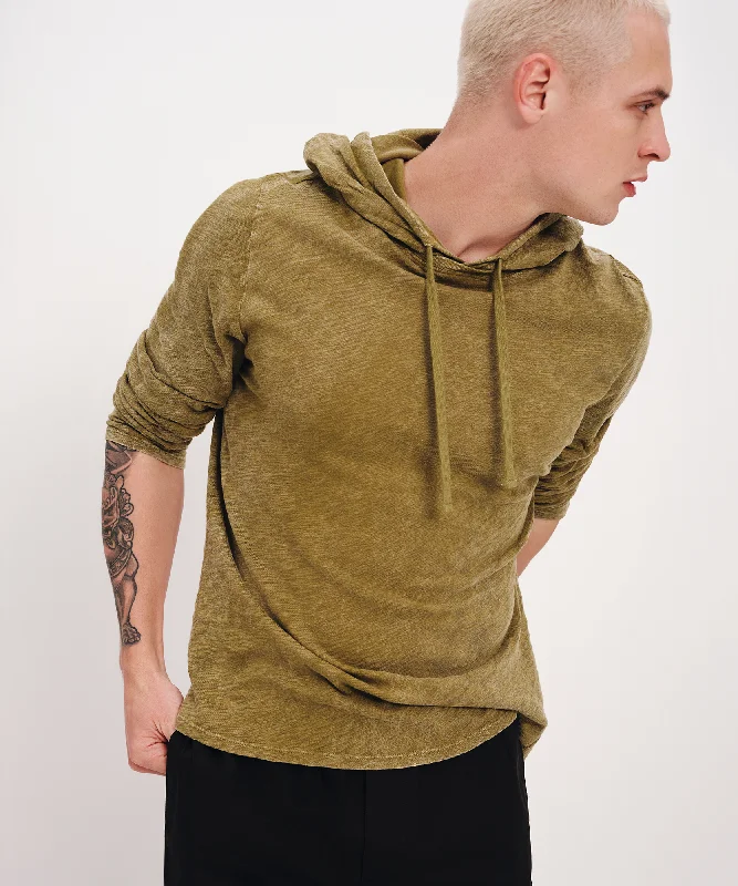 Weekend Discounts Worth Grabbing Slub Jersey with Chroma Wash Long Sleeve Hoodie - Juniper