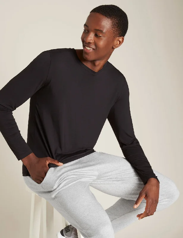 Weekend Sale: Don't Miss Out Men's Long Sleeve Crew Neck T-Shirt - Black