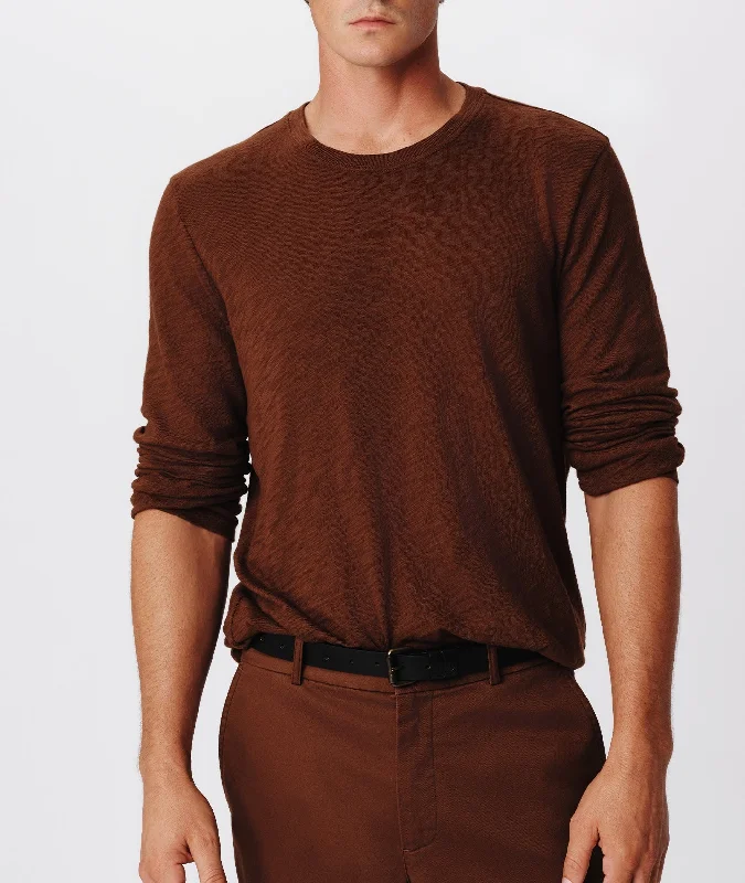 Buy More, Save More Slub Jersey Long Sleeve Destroyed Wash Tee - Pecan Brown