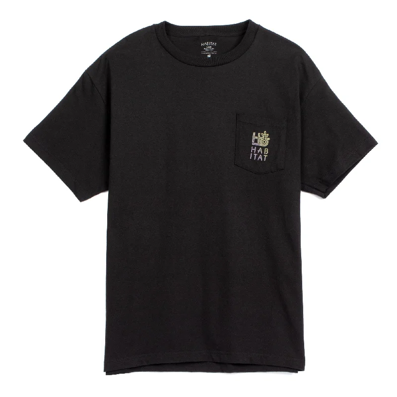 Shop the Weekend Away Pod Stencil Fade Pocket T-Shirt Black