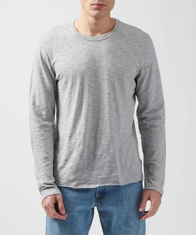 Exclusive Deal Slub Jersey Long Sleeve Destroyed Wash Tee - Heather Grey