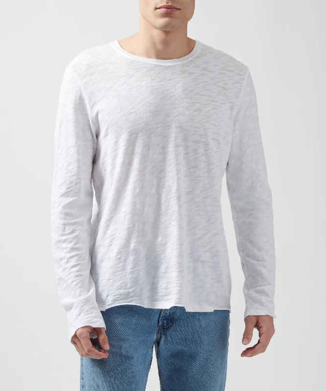 Lowest Prices Slub Jersey Long Sleeve Destroyed Wash Tee - White