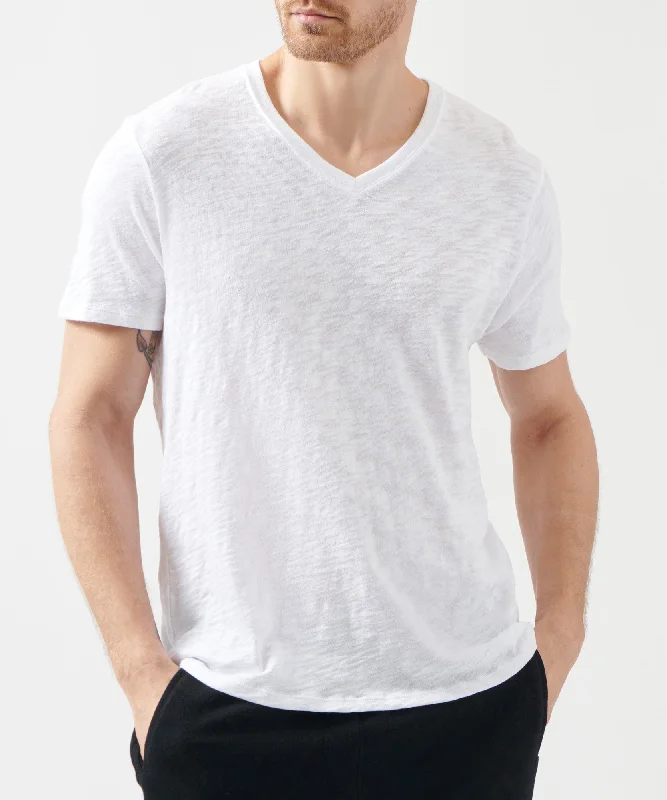Great Bargains Slub Jersey V-Neck Tee - White