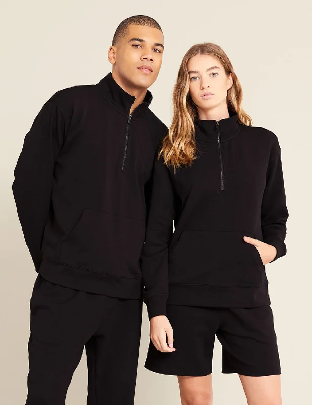 Weekend Offers That Excite Unisex Quarter Zip Sweater - Black