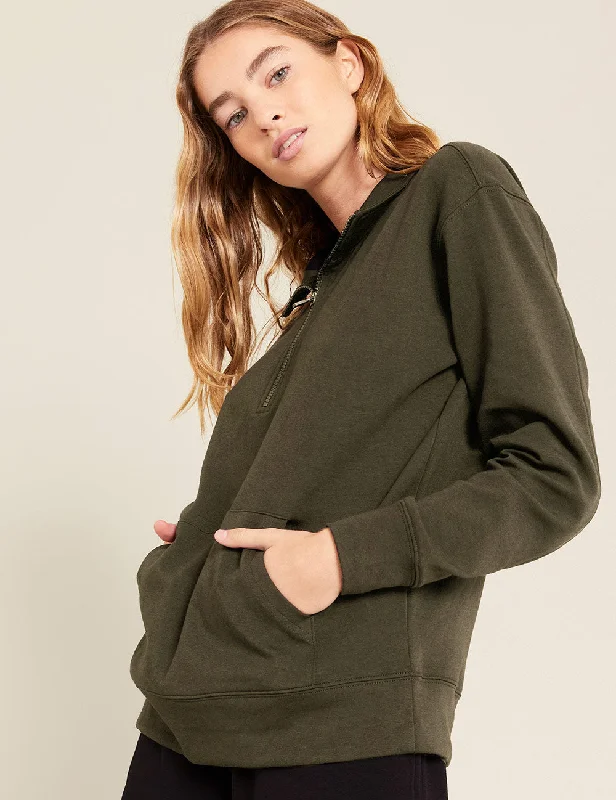 Weekend Savings Delight Unisex Quarter Zip Sweater - Dark Olive