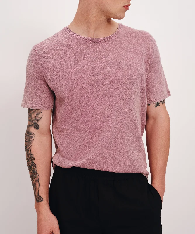 Weekend Deals That Dazzle Slub Jersey with Chroma Wash Short Sleeve Crew Neck Tee - Wisty Mauve